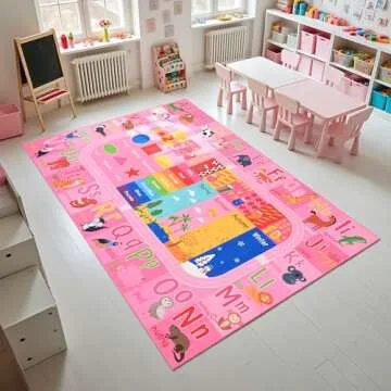 Educational Kids Rug for Playroom, Soft & Non-Slip