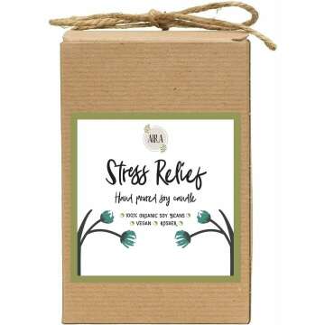 Aira Soy Candles - Organic, Kosher, Vegan, in Mason Jar w/Therapeutic Grade Essential Oil Blends - Hand-poured 100% Soy Candle Wax - Paraffin Free, Burns 110+ Hours -Relaxing Stress Relief -16 Ounces