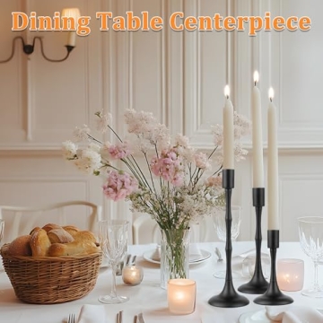 Elegant Black Candlestick Holders Set for Home Decor