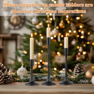 Elegant Black Candlestick Holders Set for Home Decor