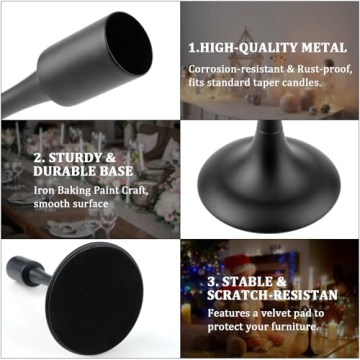 Elegant Black Candlestick Holders Set for Home Decor