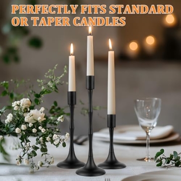 Elegant Black Candlestick Holders Set for Home Decor