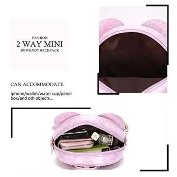 KL928 Girls Bowknot Polka Dot Cute Mini Backpack Small Daypacks Convertible Shoulder Bag Purse for Women (Shiny Purple)