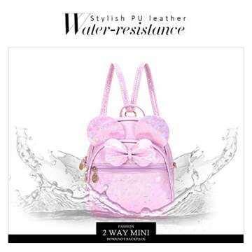 KL928 Girls Bowknot Polka Dot Cute Mini Backpack Small Daypacks Convertible Shoulder Bag Purse for Women (Shiny Purple)