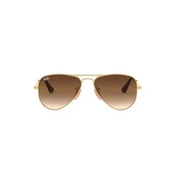 Ray-Ban Junior Kids' RJ9506S Metal Aviator Sunglasses, Arista/Brown Gradient Dark Brown, 52 mm