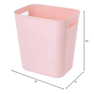 UUJOLY Plastic Small Trash Can Wastebasket, Garbage Container Basket for Bathrooms, Laundry Room, Kitchens, Offices, Kids Rooms, Dorms, 3.5 Gallon, Pink