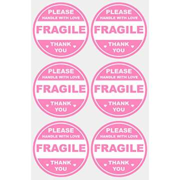 2 inch 300 PCS Pink Round Fragile Labels Circle Fragile Stickers for Shipping Mailing Envelops Cartons Pallets Adhesive Labels-Poskornwel