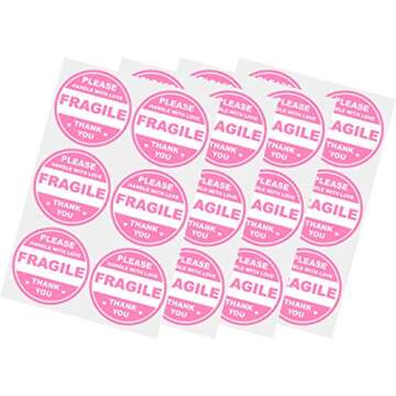 2 inch 300 PCS Pink Round Fragile Labels Circle Fragile Stickers for Shipping Mailing Envelops Cartons Pallets Adhesive Labels-Poskornwel