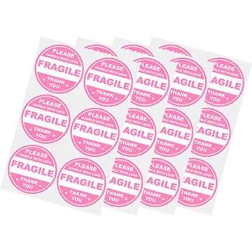 Poskornwel 2-inch Pink Round Fragile Labels - 300 Pack