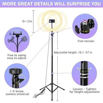 CODN 12” Ring Light with Stand and Phone Holder, Dimmable LED Ring Light for Phone, Selfie Circle Light with Wireless Remote Shutter for YouTube/TikTok/Makeup/Live Stream/Photography