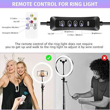 CODN 12” Ring Light with Stand and Phone Holder, Dimmable LED Ring Light for Phone, Selfie Circle Light with Wireless Remote Shutter for YouTube/TikTok/Makeup/Live Stream/Photography