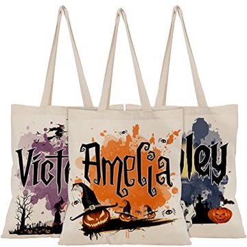 Custom Halloween Tote Bags - Personalized with Name or Text, 6 Spooky Designs