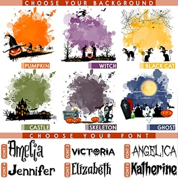 Personalized Halloween Tote Bags with Name or Text - 6 Designs