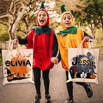 Personalized Halloween Tote Bags with Name or Text - 6 Designs