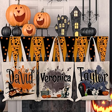 Personalized Halloween Tote Bags with Name or Text - 6 Designs