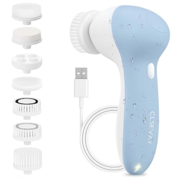 Rechargeable Facial Cleansing Spin Brush Set - 7 Heads for Spa-Like Care