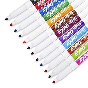EXPO Low Odor Dry Erase Markers, Fine Tip, Assorted Colors, 12 Count