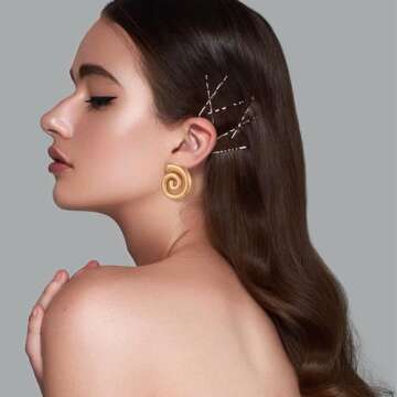 CUFELMU Gold Spiral Earrings for Women Vintage Chunky Geometric Round Swirl Earrings Statement Stud Earrings Trendy Jewelry