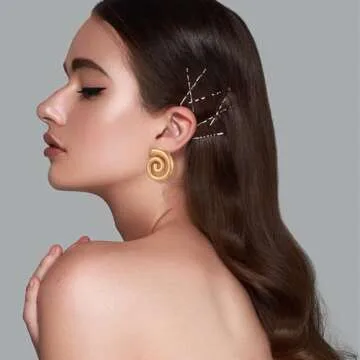 CUFELMU Gold Spiral Earrings for Women Vintage Chunky Geometric Round Swirl Earrings Statement Stud Earrings Trendy Jewelry