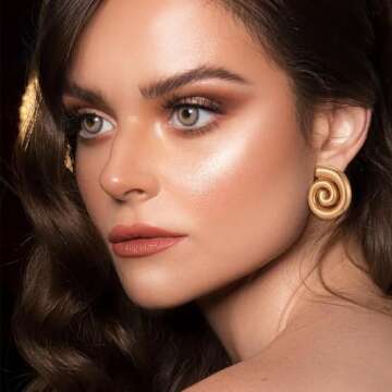 CUFELMU Gold Spiral Earrings for Women Vintage Chunky Geometric Round Swirl Earrings Statement Stud Earrings Trendy Jewelry