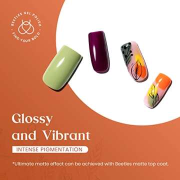 beetles 6 Colors Gel Polish Set, Burgundy Red Green Orange Gel Nail Polish Colors Sunset Leaves Nail Polish Soak Off Nail Art Lamp UV LED Cured Manicure Nail at Home Gifts for Women