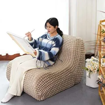 N&V Single Seated Foam Sofa, Armless Floor Sofa, One Piece High Density Foam, Removable and Machine Washable Cover, Champagne