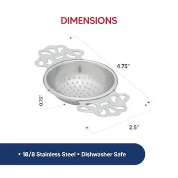 HIC Tea Strainer - 18/8 Stainless Steel Infuser for All Teas