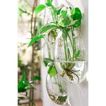 Ivolador 4PCS Wall Mounted Plant Terrariums Oblate Hanging Glass Propagation Station Container for Propagating Hydroponic Plants Home Garden Wedding Décor