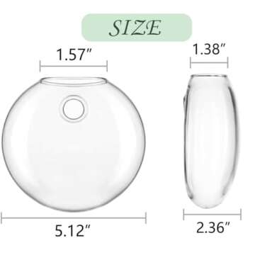 Ivolador 4PCS Wall Mounted Plant Terrariums Oblate Hanging Glass Propagation Station Container for Propagating Hydroponic Plants Home Garden Wedding Décor