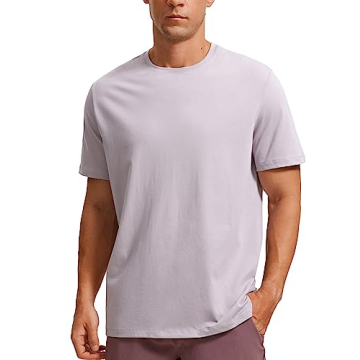 CRZ YOGA Men's Cotton Polyester Short Sleeve T-Shirt Classic Fit Casual Workout Tops Soft Premium Te...