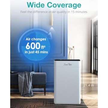SimPure HP8 Air Purifier for Home Large Room & Bedroom & Office, Quiet True HEPA Filter Air Cleaner ...