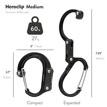 Versatile HEROCLIP Carabiner for Camping & Travel - 3 Pack