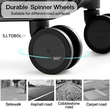 Hanke 20 Inch Carry On Luggage 22x14x9 Airline Approved Lightweight PC Hard Shell Suitcases with Wheels Tsa Luggage Rolling Suitcase Travel Luggage Bag for Weekender(Jet Black)