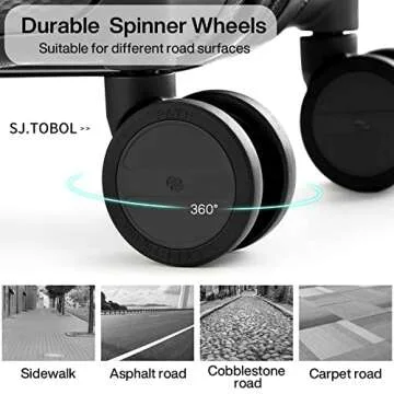 Hanke 20 Inch Carry On Luggage 22x14x9 Airline Approved Lightweight PC Hard Shell Suitcases with Wheels Tsa Luggage Rolling Suitcase Travel Luggage Bag for Weekender(Jet Black)