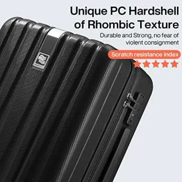 Hanke 20 Inch Carry On Luggage 22x14x9 Airline Approved Lightweight PC Hard Shell Suitcases with Wheels Tsa Luggage Rolling Suitcase Travel Luggage Bag for Weekender(Jet Black)