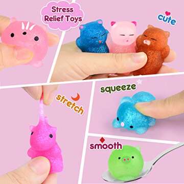 OCATO 40Pcs Mochi Squishys Toys Mini Squishies 2nd Generation Glitter Animal Squishies Party Favors ...