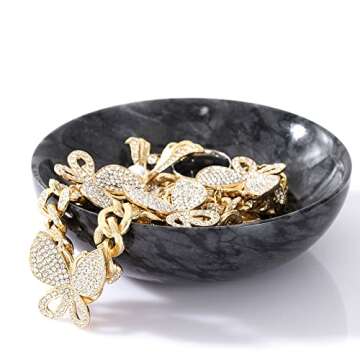 Gifts for Mom 4.72 Inch Small Decorative Bowl Ring Dish Marble Tray, Mothers Day Gifts Jewelry Dish Ring Trinket Holder Key Catchall Bowls, Marble Vanity Tray for Display Home Decor Bride Gifts