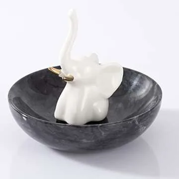 Gifts for Mom 4.72 Inch Small Decorative Bowl Ring Dish Marble Tray, Mothers Day Gifts Jewelry Dish Ring Trinket Holder Key Catchall Bowls, Marble Vanity Tray for Display Home Decor Bride Gifts