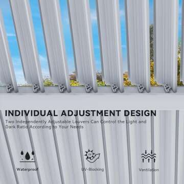 YITAHOME 10x13ft Louvered Pergola Outdoor Aluminum with Adjustable Roof Pergolas Sun Shade Shelter w...