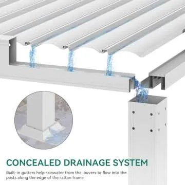 YITAHOME 10x13ft Louvered Pergola Outdoor Aluminum with Adjustable Roof Pergolas Sun Shade Shelter with Netting and Shaded Curtains for Lawns, Patio, Deck and Backyard, White