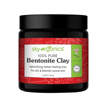Sky Organics Indian Healing Clay with Detoxifying Bentonite Clay for Face, Helps Remove Impurities, ...