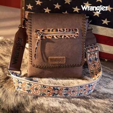 Wrangler Crossbody Bags for Women Satchel Purse Medium Shoulder Handbags with Detachable Guitar Stra...