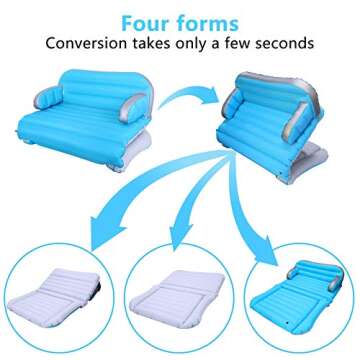 QDH SUV Air Mattress 4 in 1 Car Inflatable Mattress Upgraded Double-sided Thickened Pongee Camping Couch Portable with Electric Pump Home Air Sofa Bed