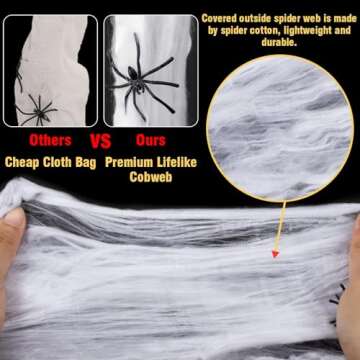 3pcs Halloween Hanging Decorations Spider Egg Sacs - 41 Inch Spider Egg Decoration with Led Lights Halloween Props for Yard Lawn Tree Halloween Party Decorations Indoor Outdoor