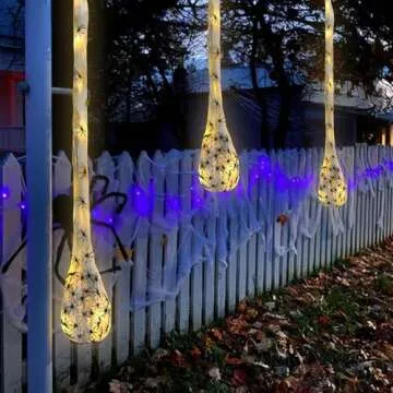 3pcs Halloween Hanging Decorations Spider Egg Sacs - 41 Inch Spider Egg Decoration with Led Lights Halloween Props for Yard Lawn Tree Halloween Party Decorations Indoor Outdoor