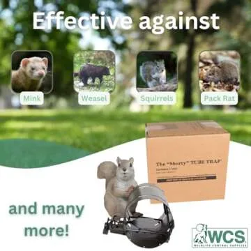 Shorty Tube Squirrel Trap –Compact Spring-Loaded Rodent Trap by Wildlife Control Supplies –Safe and Effective Pest Control for Commercial and Residential Use –Great for Backyards, Patios, and Gardens