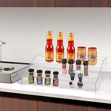 PMMASTO Tiered Spice Rack Organizer with 3 Clear Shelves