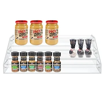PMMASTO Tiered Spice Rack Organizer with 3 Clear Shelves