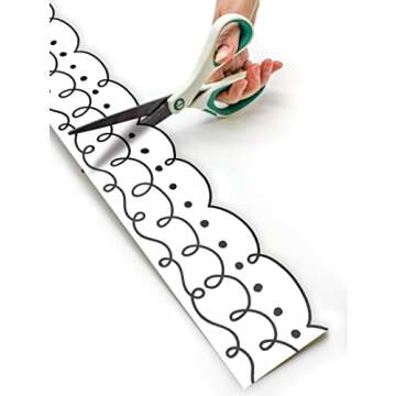 Teacher Created Resources Squiggles and Dots Die-Cut Rolled Border Trim (TCR8914),Black, White