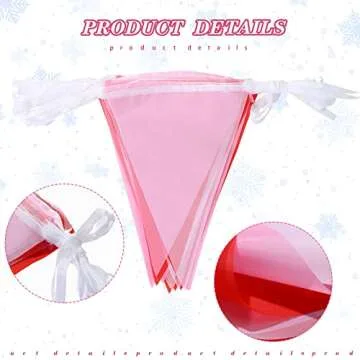 165 Feet Valentines Day Pennant Banner Triangle Bunting Flags Valentines Day Decor ​Valentine Red White Pink Flag Banner for Valentines Indoor Outdoor Party Decoration Wedding Proposal Anniversary